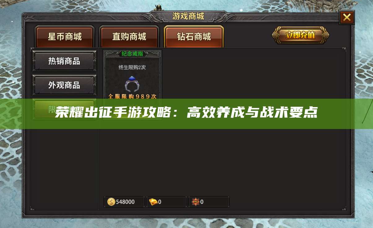 荣耀出征手游攻略：高效养成与战术要点